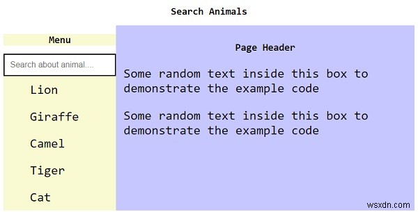 JavaScript로 링크를 필터링하는 검색 메뉴를 만드는 방법은 무엇입니까? 