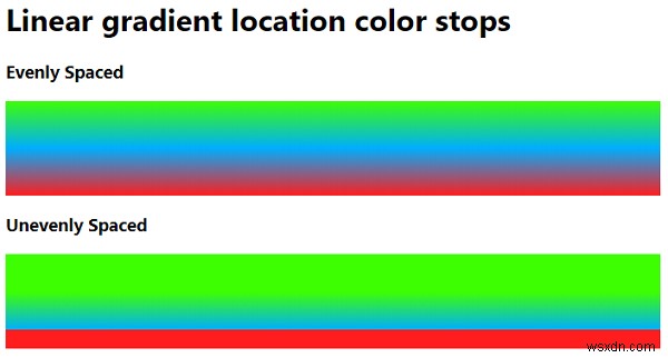 CSS를 사용하여 위치 색상 중지 설정 