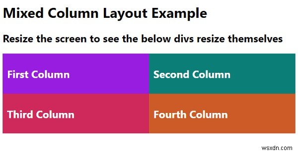 CSS로 혼합 열 레이아웃 그리드를 만드는 방법은 무엇입니까? 