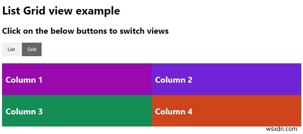 CSS 및 JavaScript로 목록 그리드 보기를 만드는 방법은 무엇입니까? 