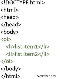 HTML에서 순서가 지정된 목록을 만드는 방법은 무엇입니까? 