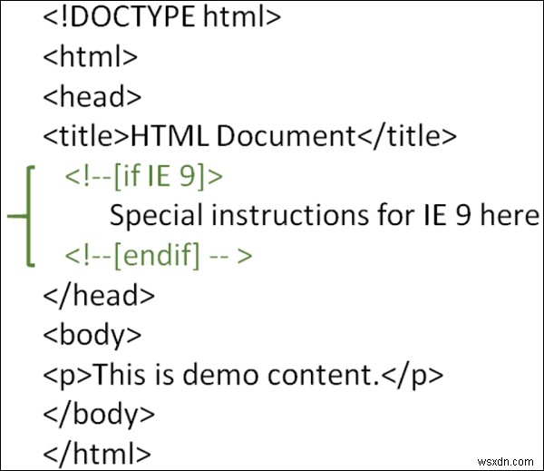 HTML에서 조건부 주석을 만드는 방법은 무엇입니까? 
