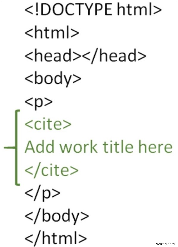 HTML에서 인용 태그를 사용하여 작업 제목을 표시하는 방법은 무엇입니까? 