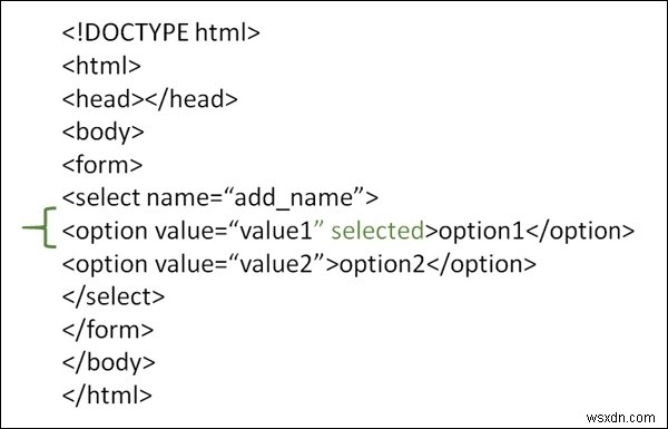 HTML 양식의 항목 드롭다운 목록에서 값을 미리 선택하는 방법은 무엇입니까? 