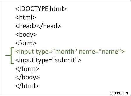 HTML에서 월 입력 유형을 사용하는 방법은 무엇입니까? 