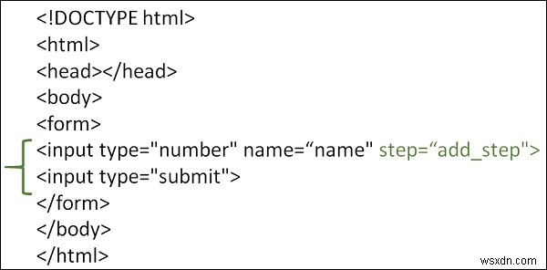 HTML의 단계와 함께 입력 유형 필드를 사용하는 방법은 무엇입니까? 