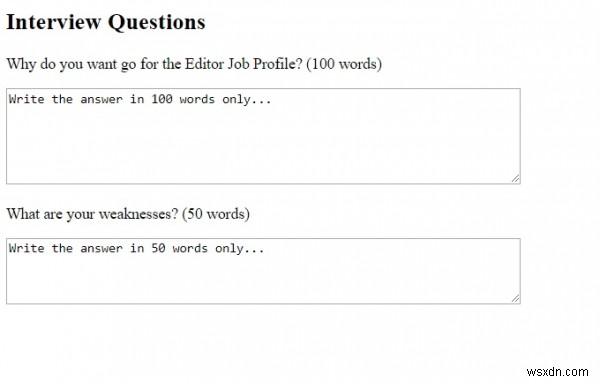 HTML textarea 열 속성