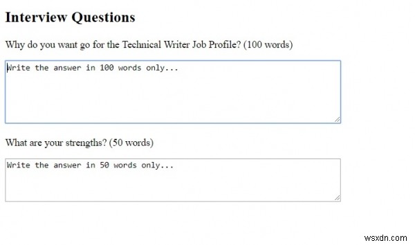 HTML textarea 자동 초점 속성