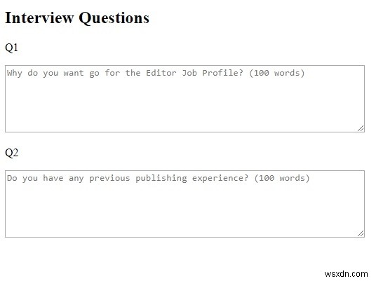 HTML textarea 자리 표시자 속성