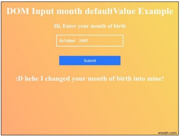 HTML DOM 입력 월 defaultValue 속성 