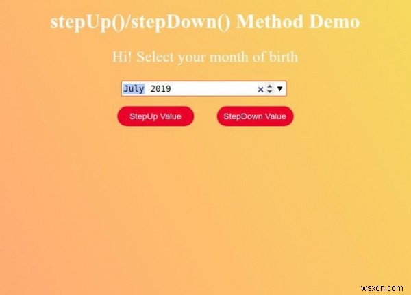 HTML DOM 입력 월 stepUp() 메서드 