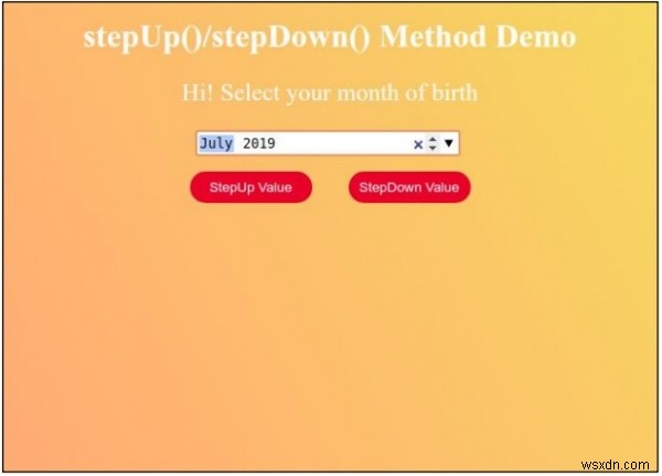 HTML DOM 입력 월 stepDown() 메서드 