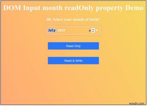 HTML DOM 입력 월 읽기 전용 속성 