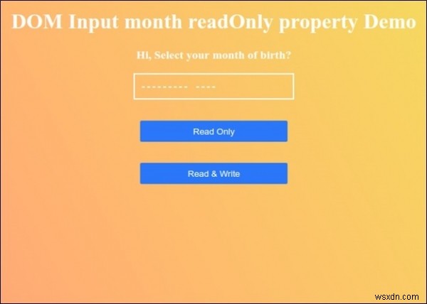 HTML DOM 입력 월 읽기 전용 속성 