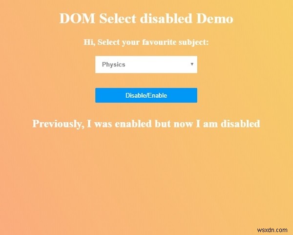 HTML DOM 비활성화된 속성 선택 