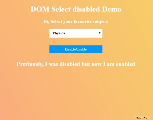 HTML DOM 비활성화된 속성 선택 
