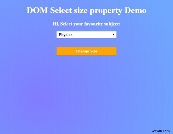 HTML DOM 크기 선택 속성 