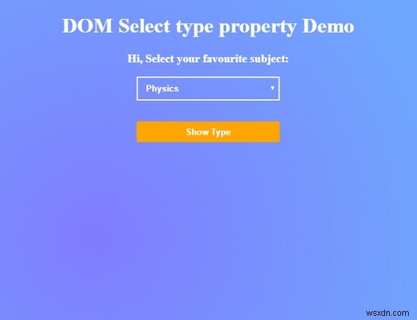 HTML DOM 유형 속성 선택 