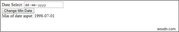 HTML DOM 입력 날짜 최소 속성 