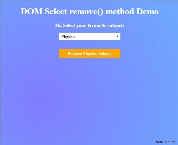 HTML DOM Select remove() 메서드 