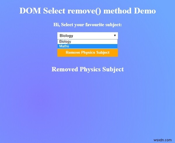 HTML DOM Select remove() 메서드 