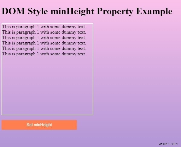 HTML DOM 스타일 minHeight 속성 