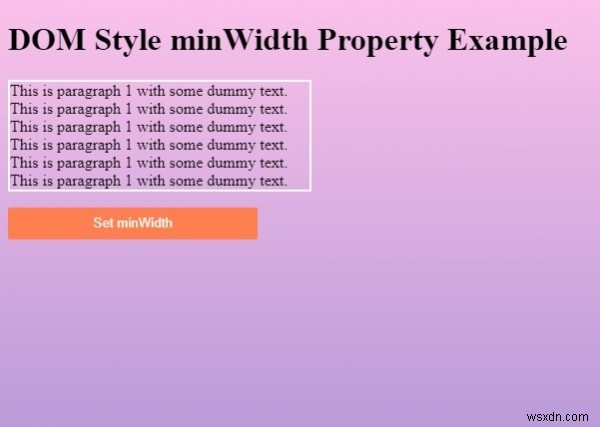 HTML DOM 스타일 minWidth 속성 