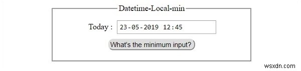 HTML DOM 입력 DatetimeLocal 최소 속성 