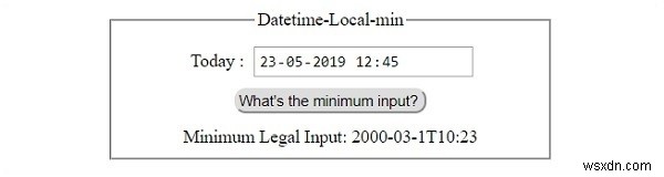 HTML DOM 입력 DatetimeLocal 최소 속성 