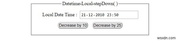 HTML DOM 입력 DatetimeLocal stepDown( ) 메서드 