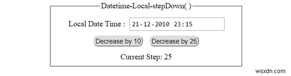 HTML DOM 입력 DatetimeLocal stepDown( ) 메서드 