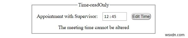 HTML DOM 입력 시간 읽기 전용 속성 