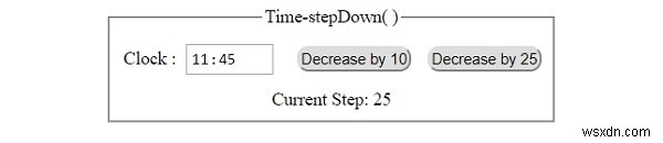 HTML DOM 입력 시간 stepDown( ) 메서드 