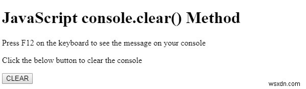 HTML DOM console.clear() 메서드 