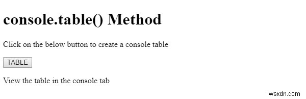 HTML DOM console.table() 메서드 
