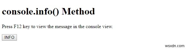 HTML DOM console.info() 메서드 