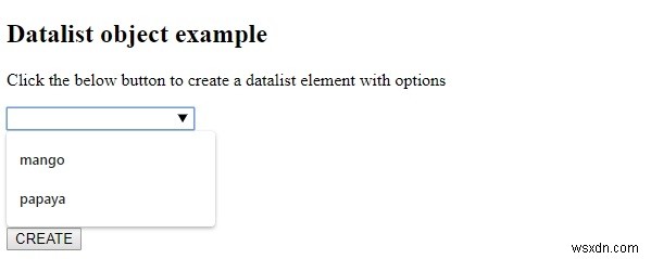 HTML DOM 데이터 목록 개체 