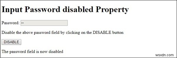 HTML DOM 입력 비밀번호 비활성화 속성 
