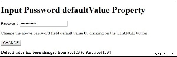 HTML DOM 입력 비밀번호 defaultValue 속성 