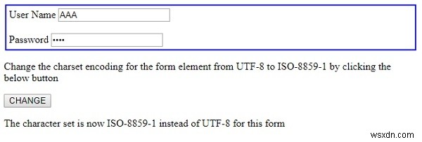 HTML DOM 양식 acceptCharset 속성 