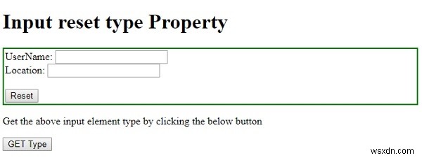 HTML DOM 입력 재설정 유형 속성 