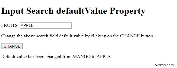 HTML DOM 입력 검색 defaultValue 속성 