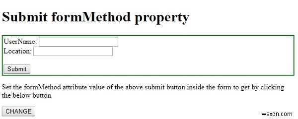 HTML DOM 입력 제출 formMethod 속성 