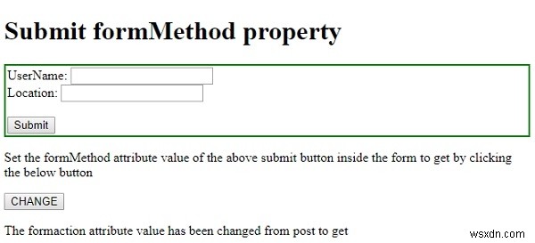 HTML DOM 입력 제출 formMethod 속성 