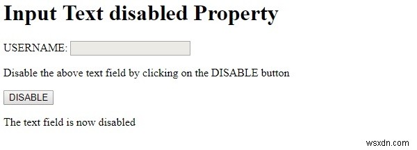 HTML DOM 입력 텍스트 비활성화 속성 