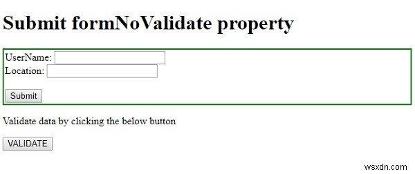 HTML DOM 입력 제출 formNoValidate 속성 