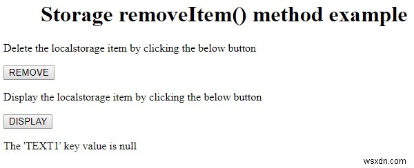 HTML DOM 저장소 removeItem() 메서드 