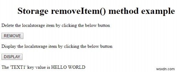 HTML DOM 저장소 removeItem() 메서드 