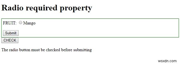 HTML DOM 입력 라디오 필수 속성 