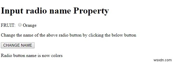 HTML DOM 입력 라디오 이름 속성 